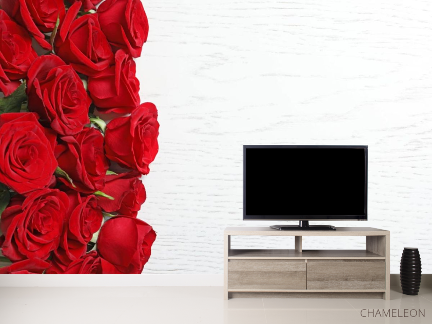 Фотообои красные розы на белом фоне - 2