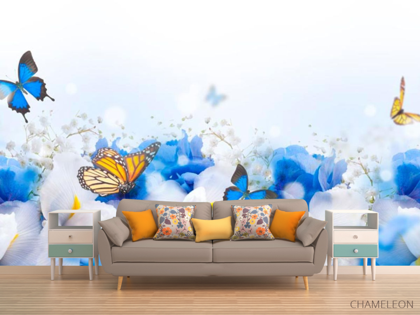 Фотообои Цветы с бабочками - 1