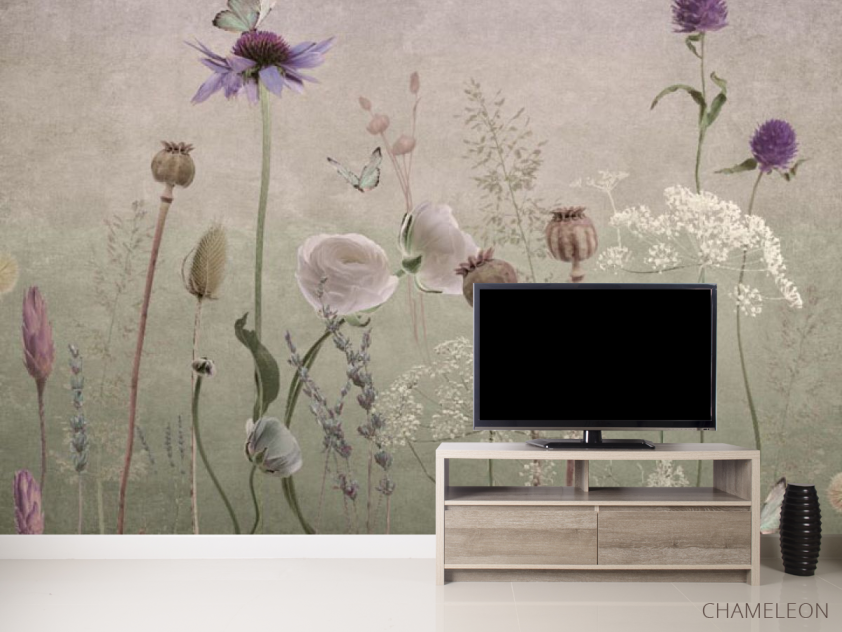 Фотообои Полевые дизайнерские цветы розовые - 2