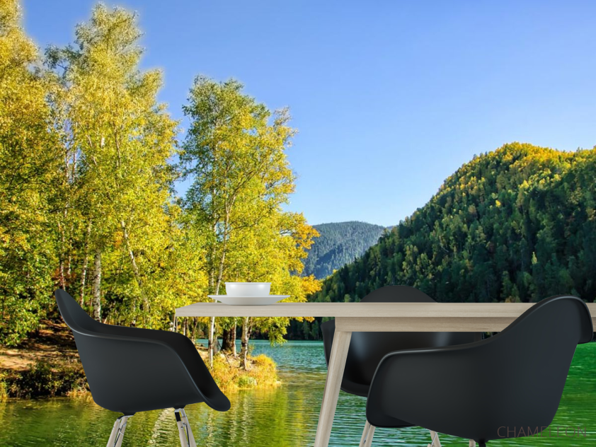 Фотошпалери зелене осіннє озеро - 1