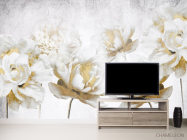 Фотообои Белые цветы с золотом - 2