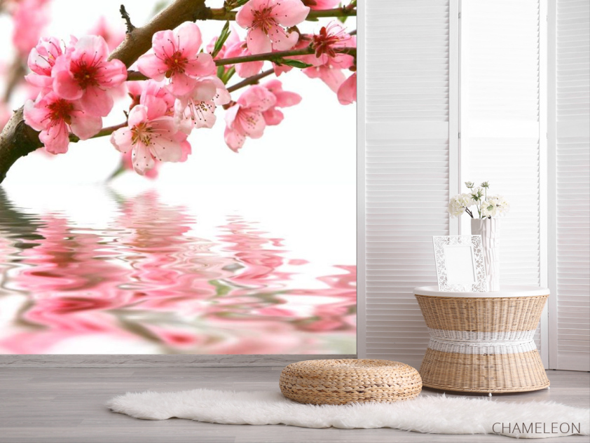 Фотошпалери Рожеві квітки і вода - 2