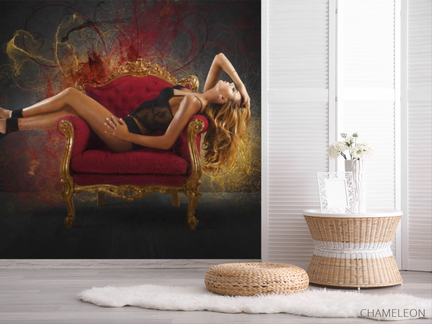 Фотошпалери дівчина на кріслі - 2