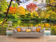 Фотообои осенний лес над озером - 1