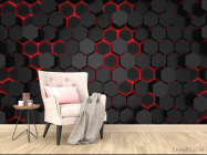Фотообои Чорные 3д шестиугольники - 4