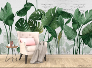 Фотообои Стена и тропические листья - 4