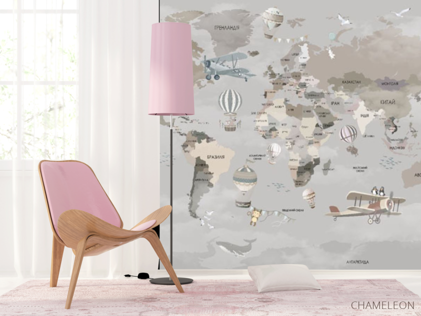 Фотошпалери сіро-бежева карта українською - 4