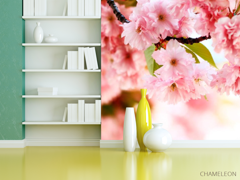 Фотошпалери Гілка ніжно-рожевих квітів - 3