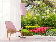 Фотошпалери рожеві тюльпани в квітковому саду - 4