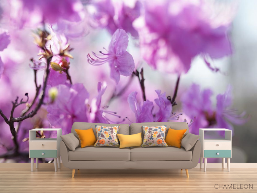 Фотообои сиреневые цветочки на дереве - 1