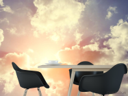 Фотошпалери синьо-помаранчеве небо з хмарами - 1