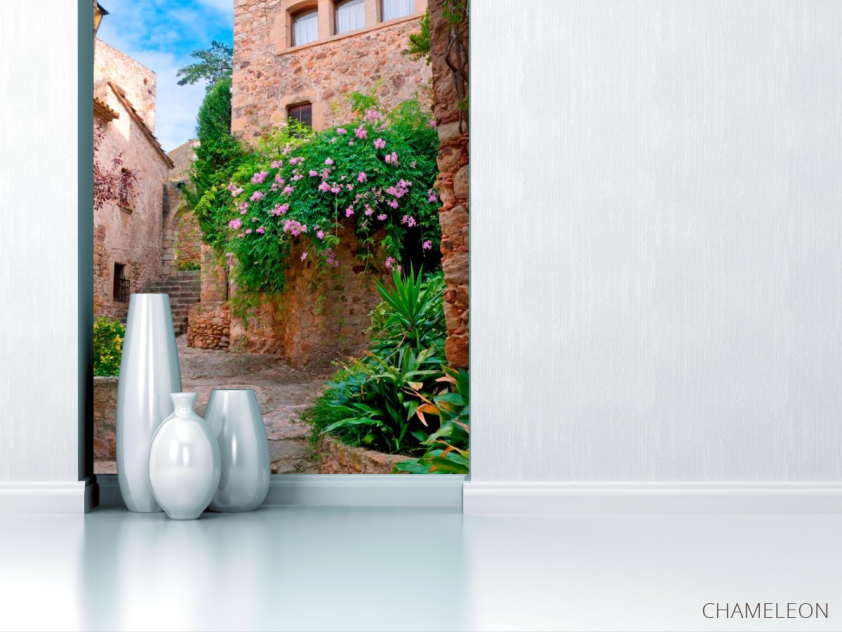 Фотообои Ступеньки с цветами - 1