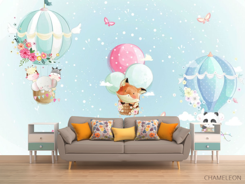 Фотообои Голубые воздушные шарики - 1