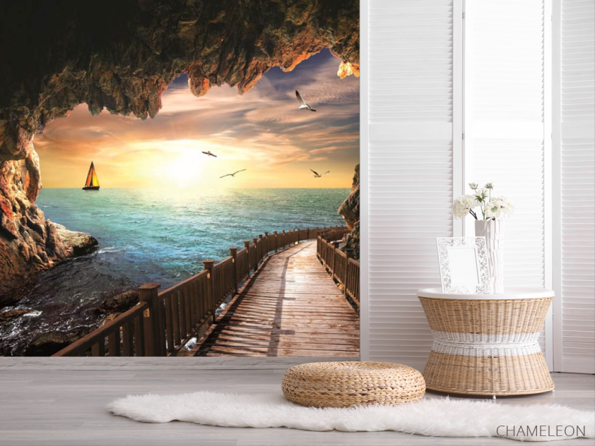 Фотошпалери Вид з печери на море - 2