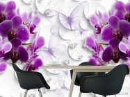 Фотошпалери Фіолетові орхідеї 3д - 1