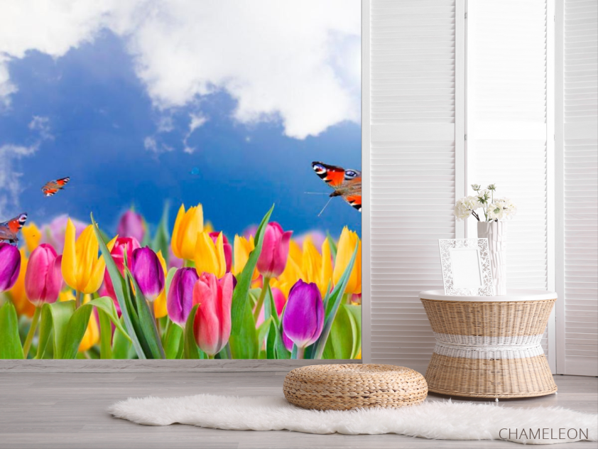 Фотошпалери Тюльпани і метелики - 2