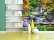 Фотошпалери водоспад в японському саду - 3