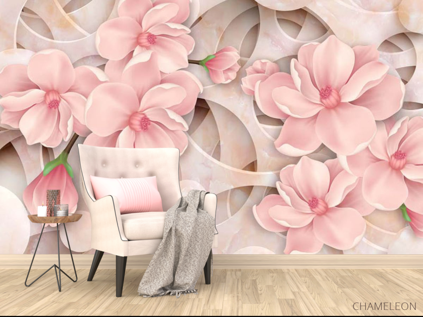 Фотообои 3д цветы розовые - 4