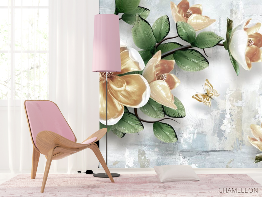 Фотошпалери 3D гілка з квітами - 4