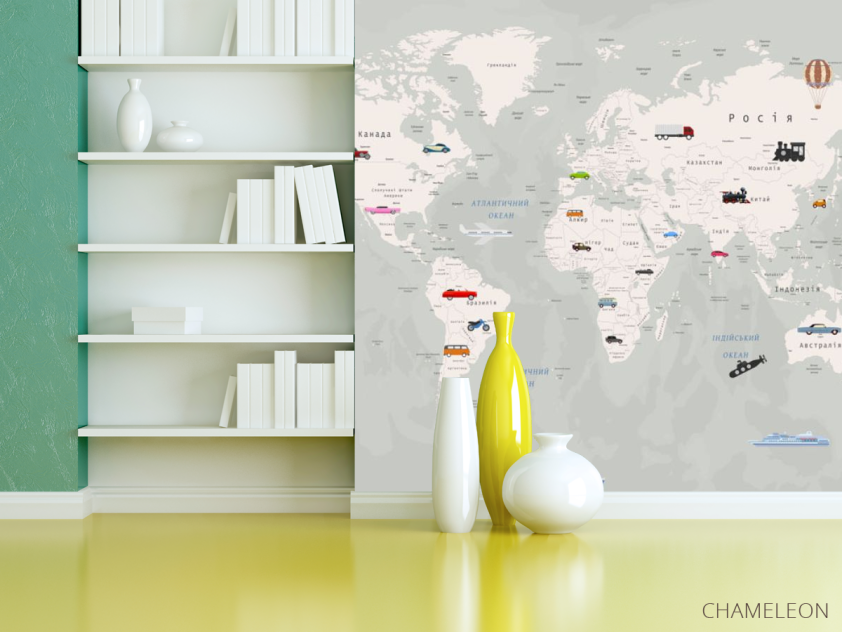 Фотообои Карта мира и машинки - 3
