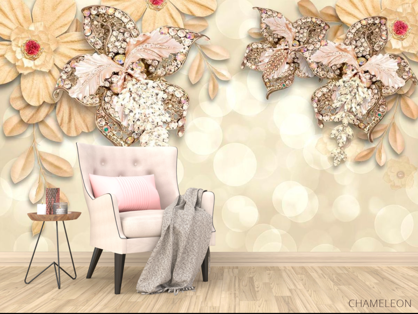 Фотообои 3d цветы и брошки - 4