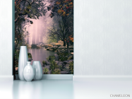 Фотообои туман в лесу над речкой - 1