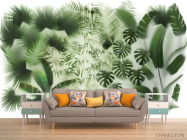 Фотообои Тропические листья за стеклом - 1