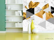 Фотошпалери золоті листья і трикутники - 3