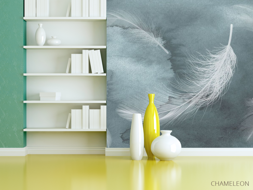 Фотошпалери Пір'я на акварельному тлі - 3