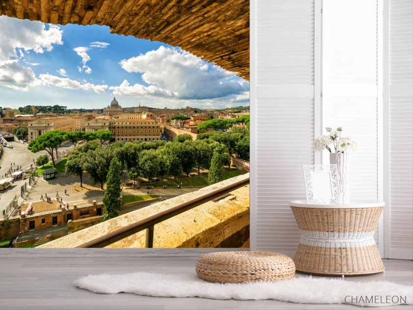 Фотошпалери вид на місто з кам'яного балкона - 2