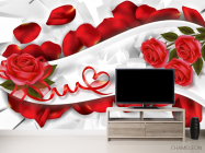 Фотообои Красные розы с лентами - 2