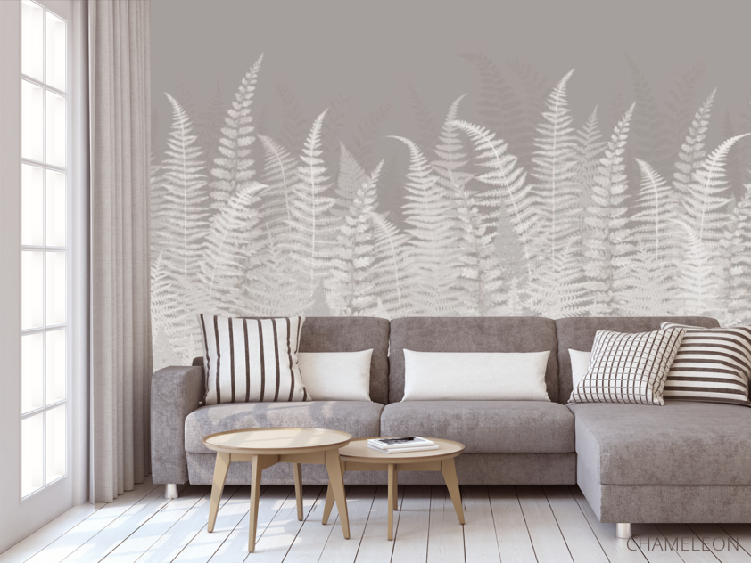 Фотообои Листья папоротника серые - 3