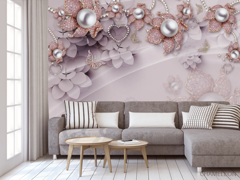 3д фотообои Розовые брошки - 3