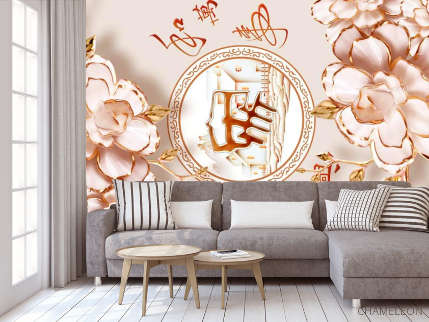 Фотообои Фарфоровые 3д цветы - 3