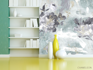 Фотошпалери дизайнерські квіти з бірюзовим золотом. - 3