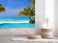 Фотошпалери Басейн і пальми на березі моря - 2
