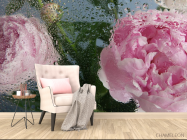 Фотообои Розовые пионы с каплями дождя - 4