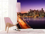 Фотошпалери мегаполіс над річкою фіолетовою - 4