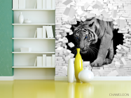 Фотошпалери Тигр із кам'яної стіни - 3