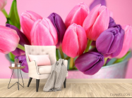 Фотообои Розовые и фиолетовые тюльпаны - 4