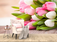 Фотообои белые и розовые тюльпаны - 4