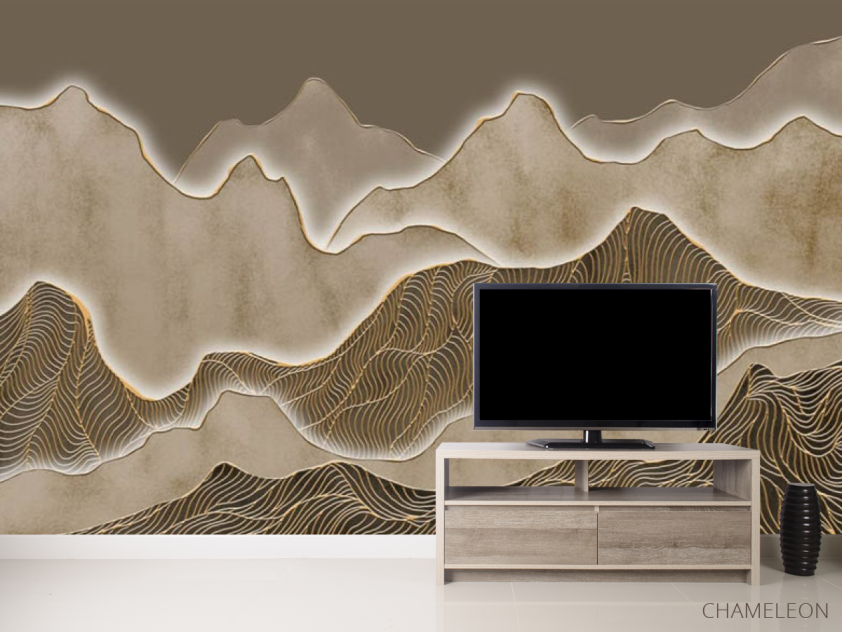 Фотообои Золотые абстрактные горы - 2