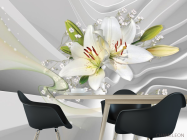 Фотошпалери білі лілії на тлі білих хвиль - 1
