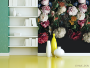 Фотошпалери Вінтажні квіти на чорному - 3