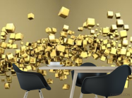 Фотошпалери Золоті 3d квадратики - 1