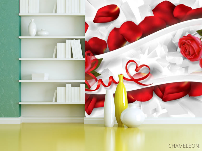 Фотошпалери Червоні троянди зі стрічками - 3
