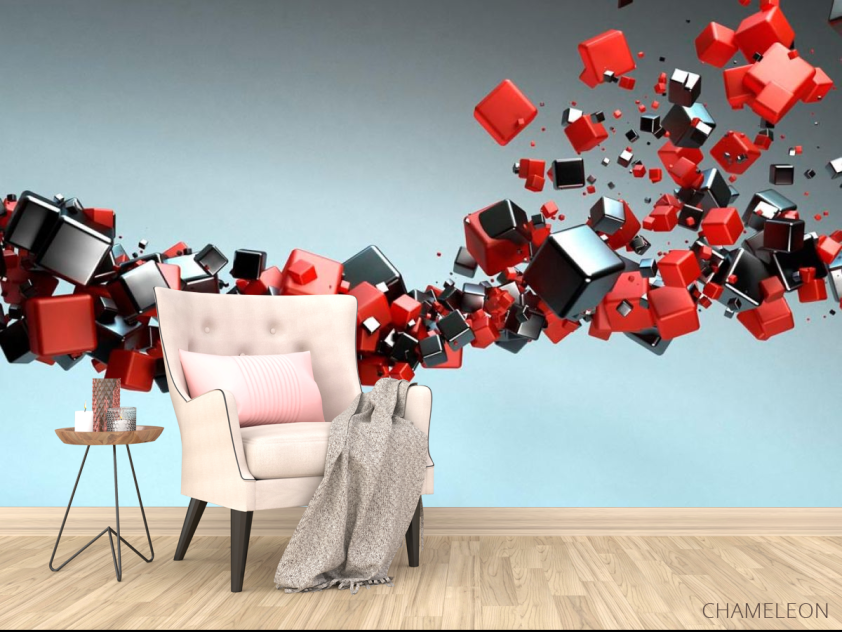 3д фотообои Черные и красные кубы - 4