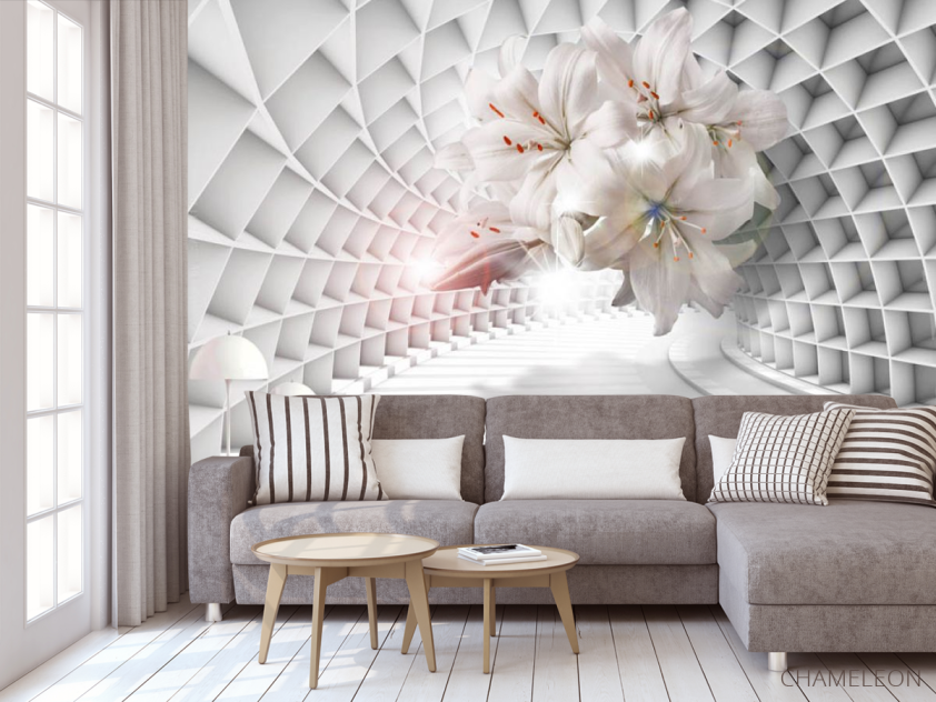Фотообои 3d лилии в тоннеле - 3