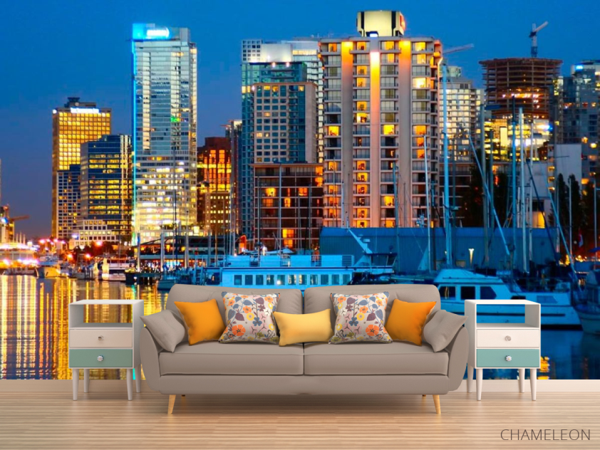 Фотообои Яхты, ночь, дома New York - 1