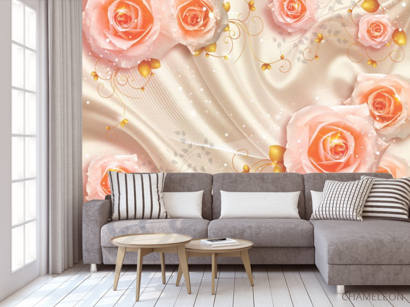 Фотообои Розы на атласе 3д - 3